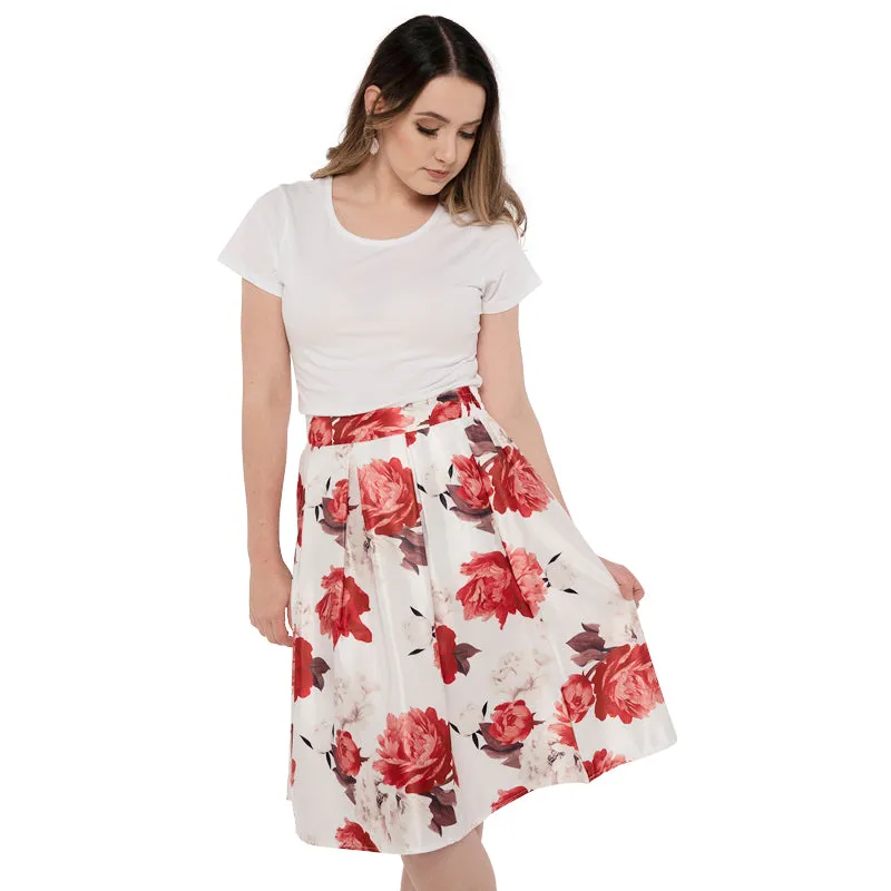 The Posy Midi Skirt- Red